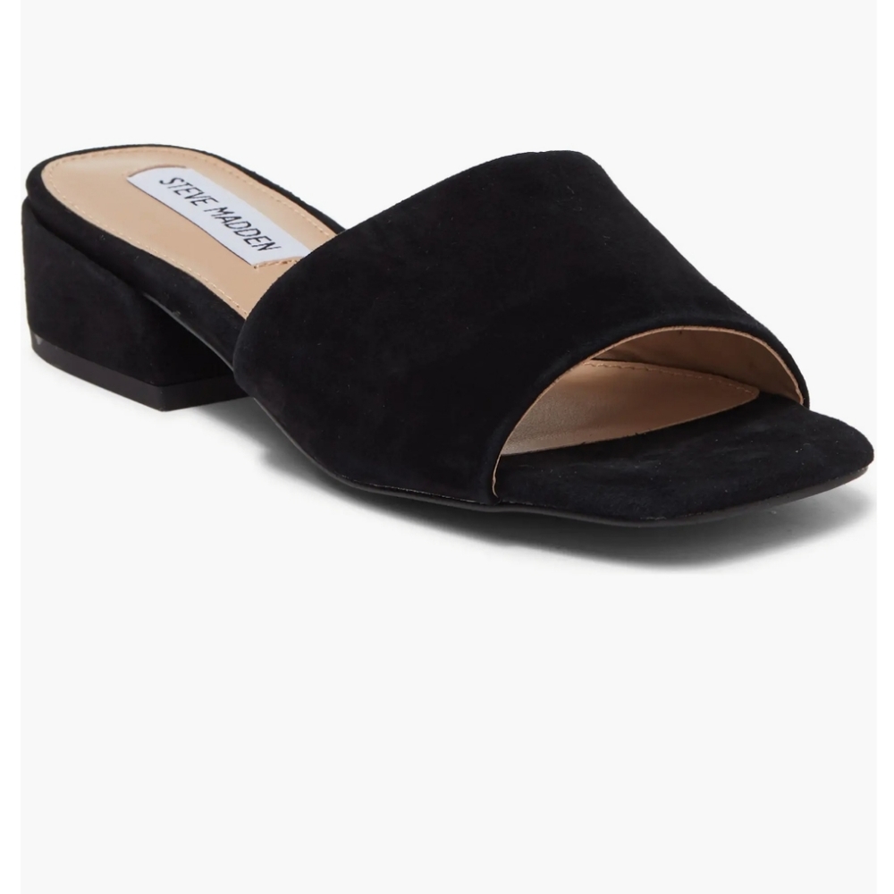 Steve Madden Amir Sandals // Suede Chunky Heel Square Toe